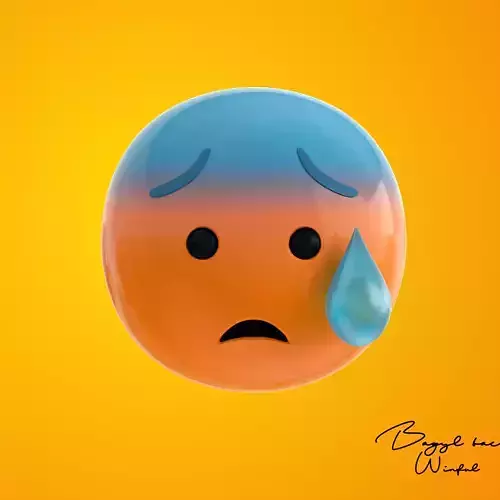 Emoji Anxious Face with Sweat 3D model