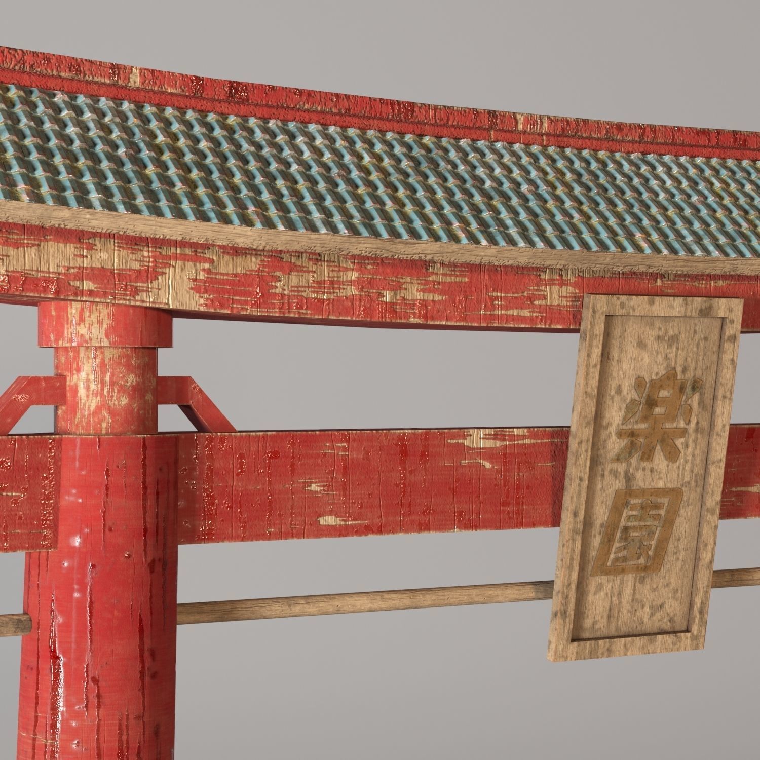 Torii tori gate in japanese style Low-poly 3D model_5