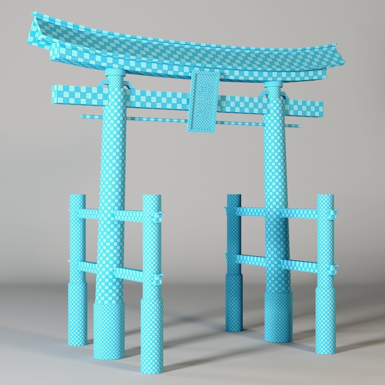 Torii tori gate in japanese style Low-poly 3D model_3