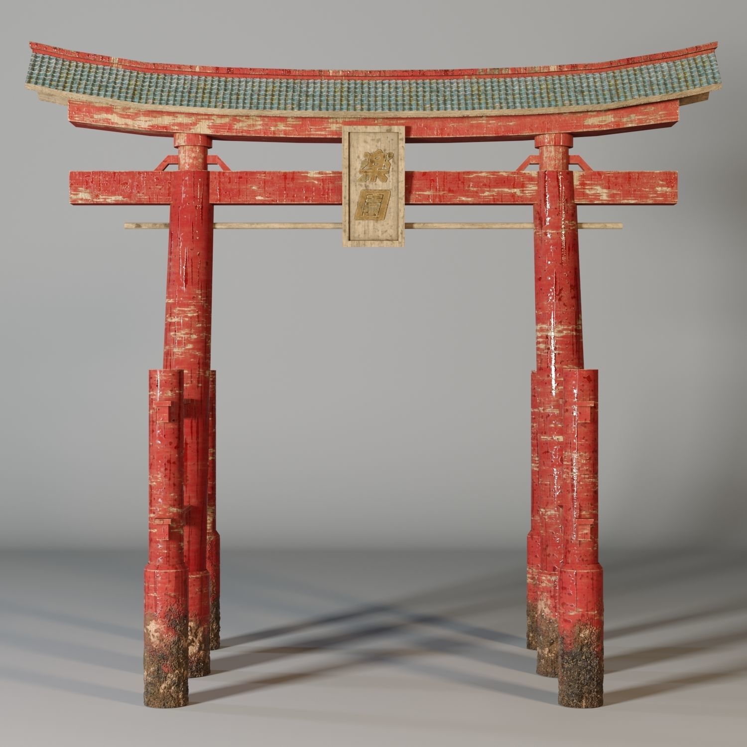 Torii tori gate in japanese style Low-poly 3D model_2