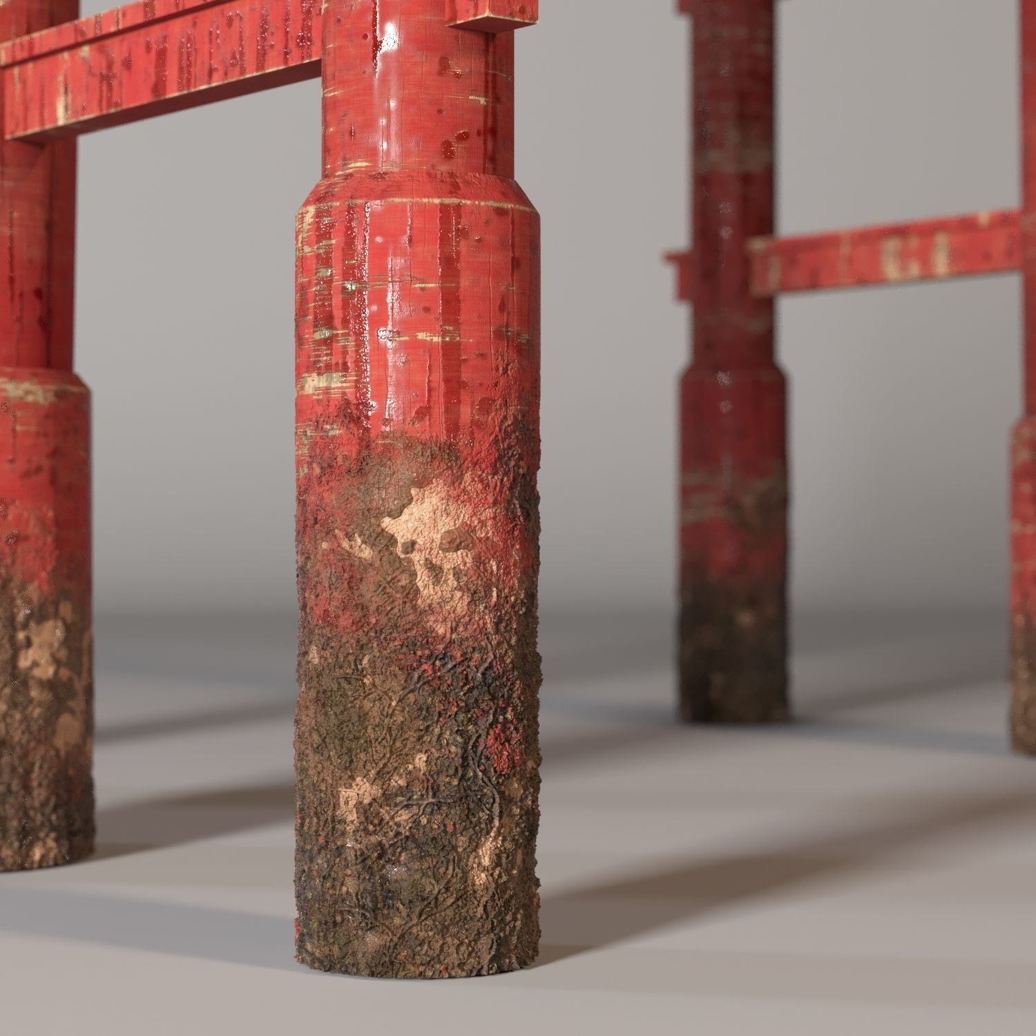 Torii tori gate in japanese style Low-poly 3D model_6