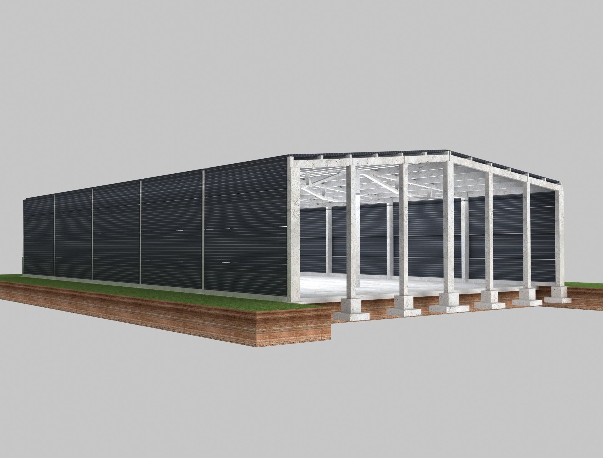 Industrial hungar  Low-poly 3D model_4