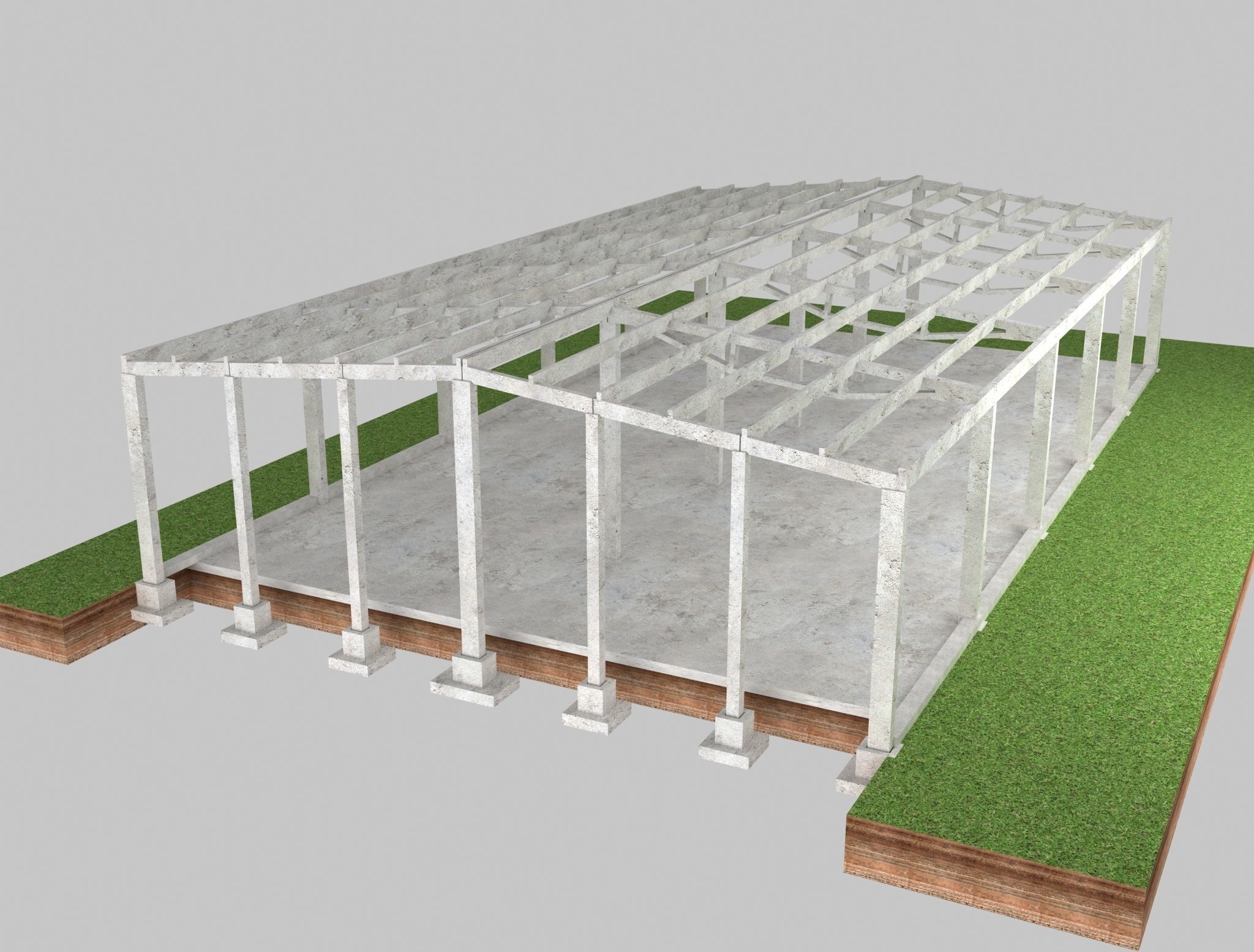Industrial hungar  Low-poly 3D model_6