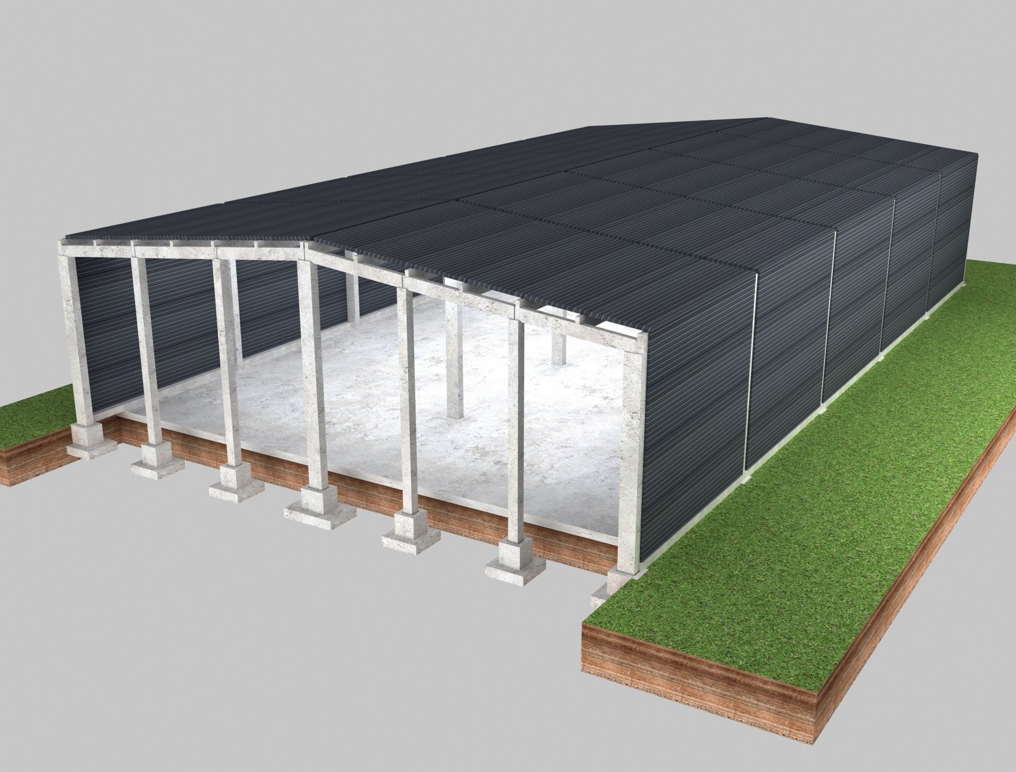 Industrial hungar  Low-poly 3D model_3
