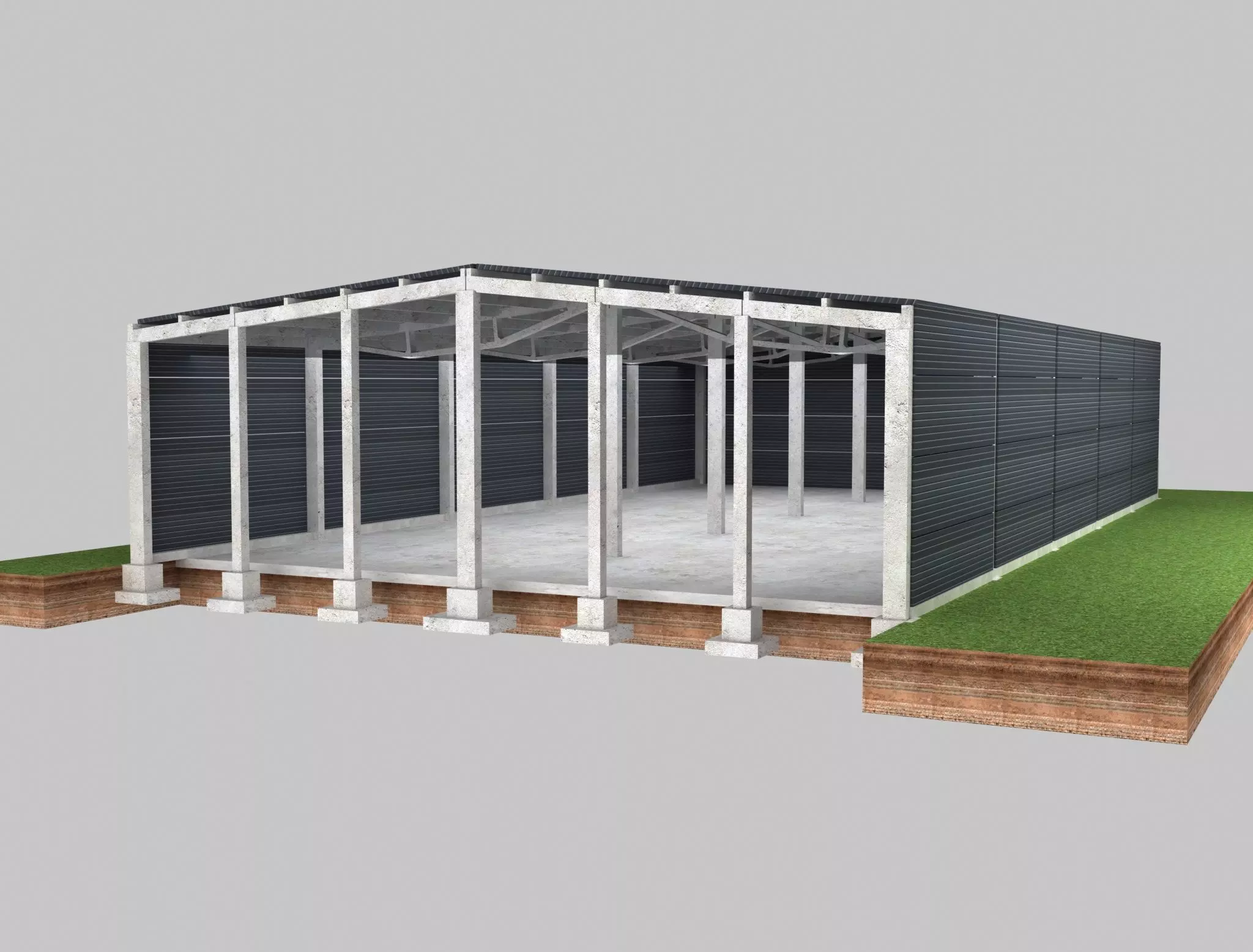 Industrial hungar  Low-poly 3D model_0