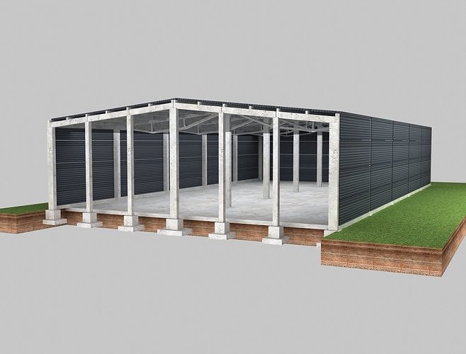 Industrial hungar  Low-poly 3D model