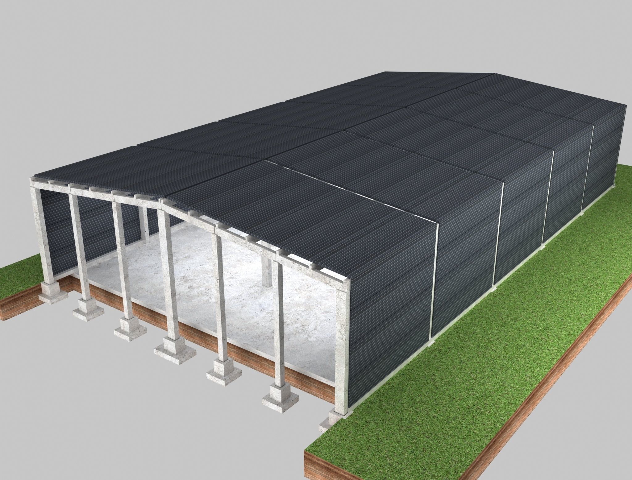Industrial hungar  Low-poly 3D model_5