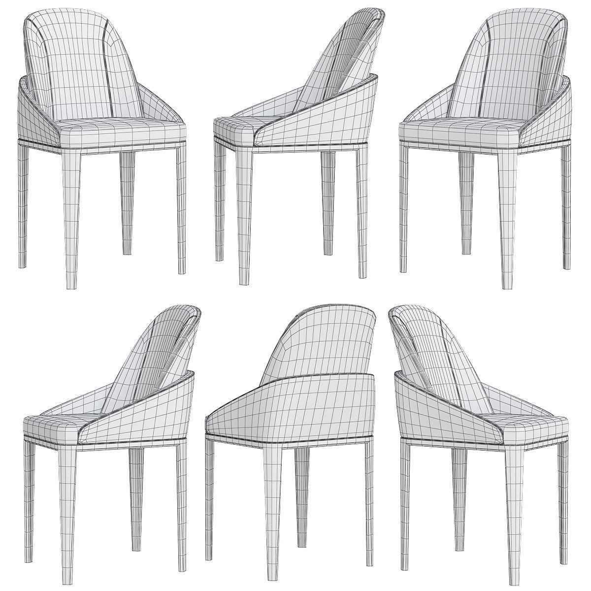 Chair Buxton by Bentley low poly 3d model Low-poly 3D model_1