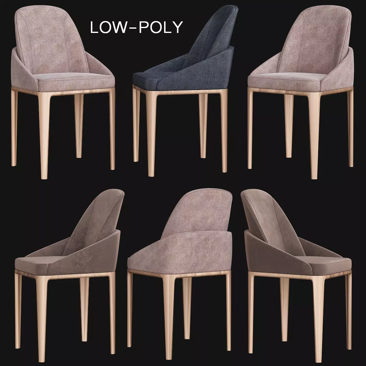 Chair Buxton by Bentley low poly 3d model Low-poly 3D model_0