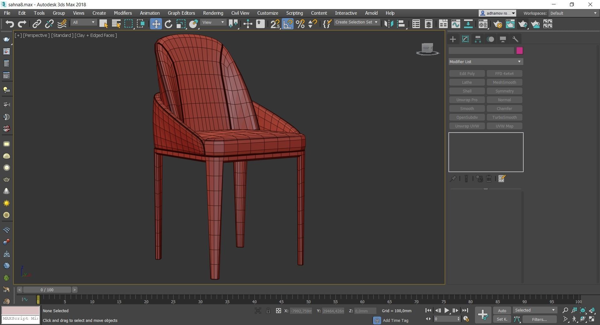 Chair Buxton by Bentley low poly 3d model Low-poly 3D model_4