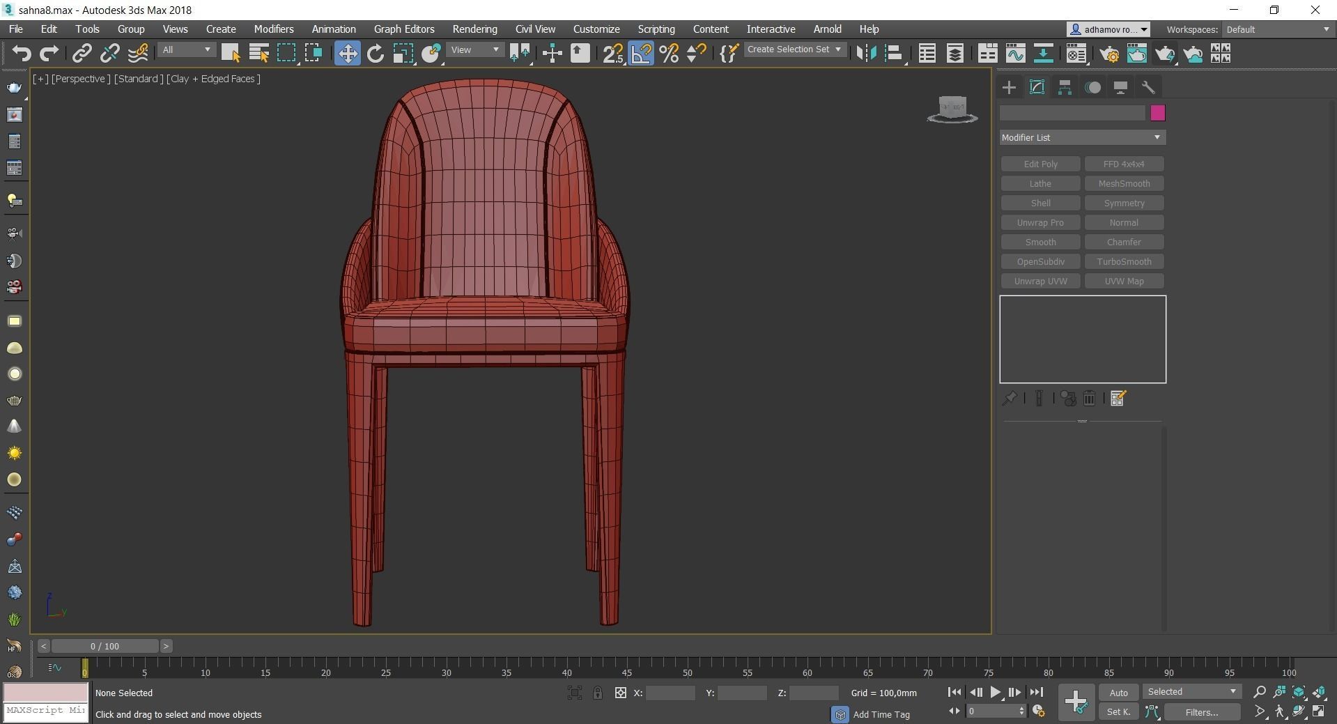 Chair Buxton by Bentley low poly 3d model Low-poly 3D model_3