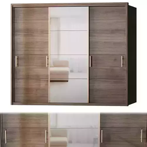 Manhattan Comfort Bellevue Wardrobe - 3 Doors low poly 3d model Low-poly 3D model