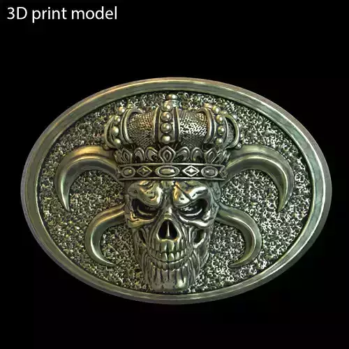 belt buckle King skull with crown vol1 3D print model belt buckle King skull with crown vol1 3D print model