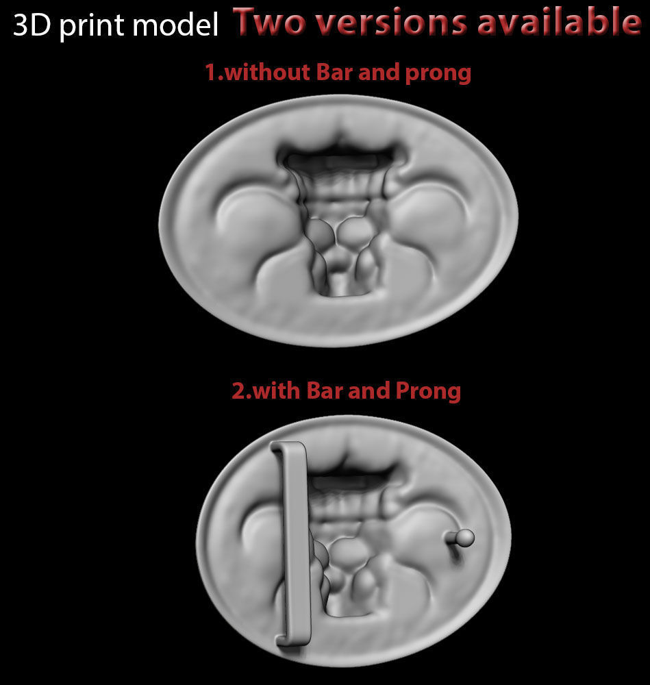 belt buckle King skull with crown vol1 3D print model_8