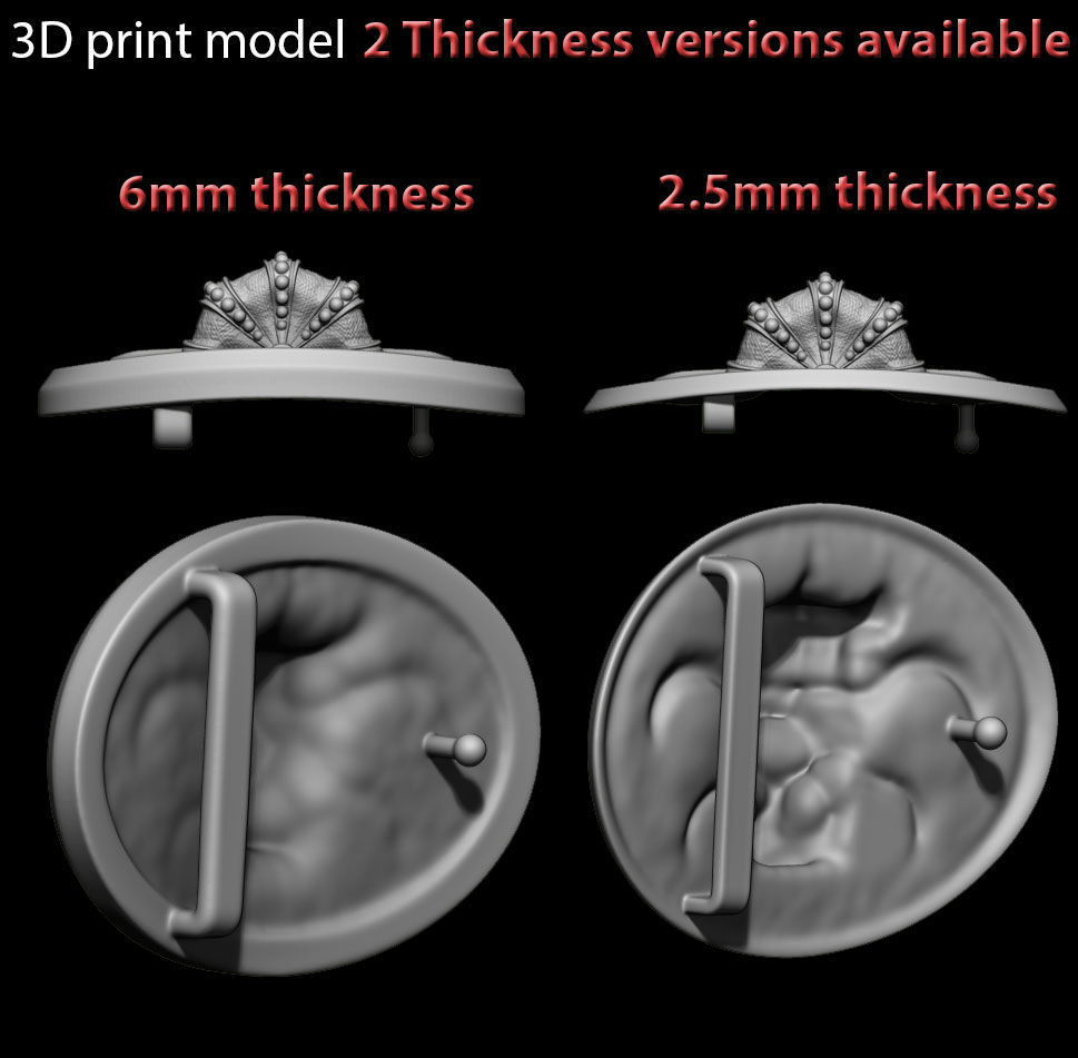 belt buckle King skull with crown vol1 3D print model_9