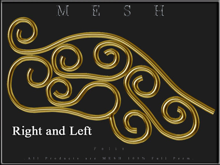 Wire Ornament - Right and Left Low-poly 3D model_3