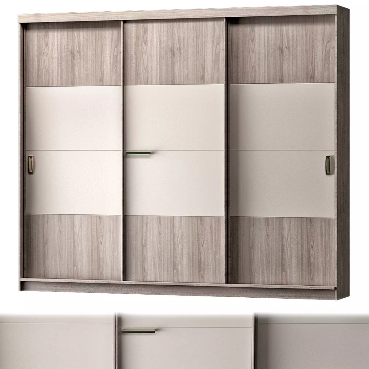 Manhattan Comfort Hudson Vanilla Wardrobe low poly 3d model Low-poly 3D model_0