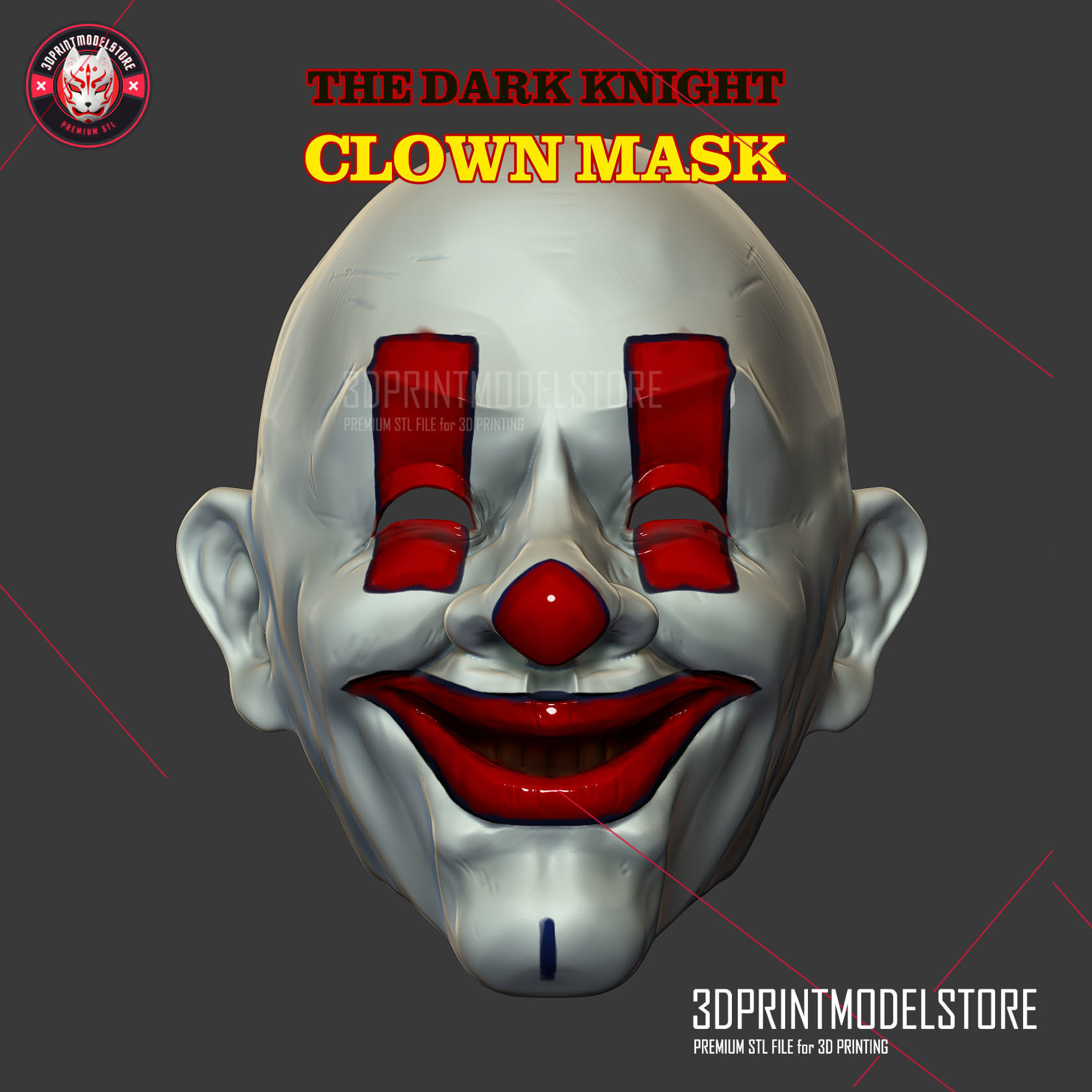 Henchmen Mask - Dark Knight Joker Clown Cosplay Mask 3D print model_6