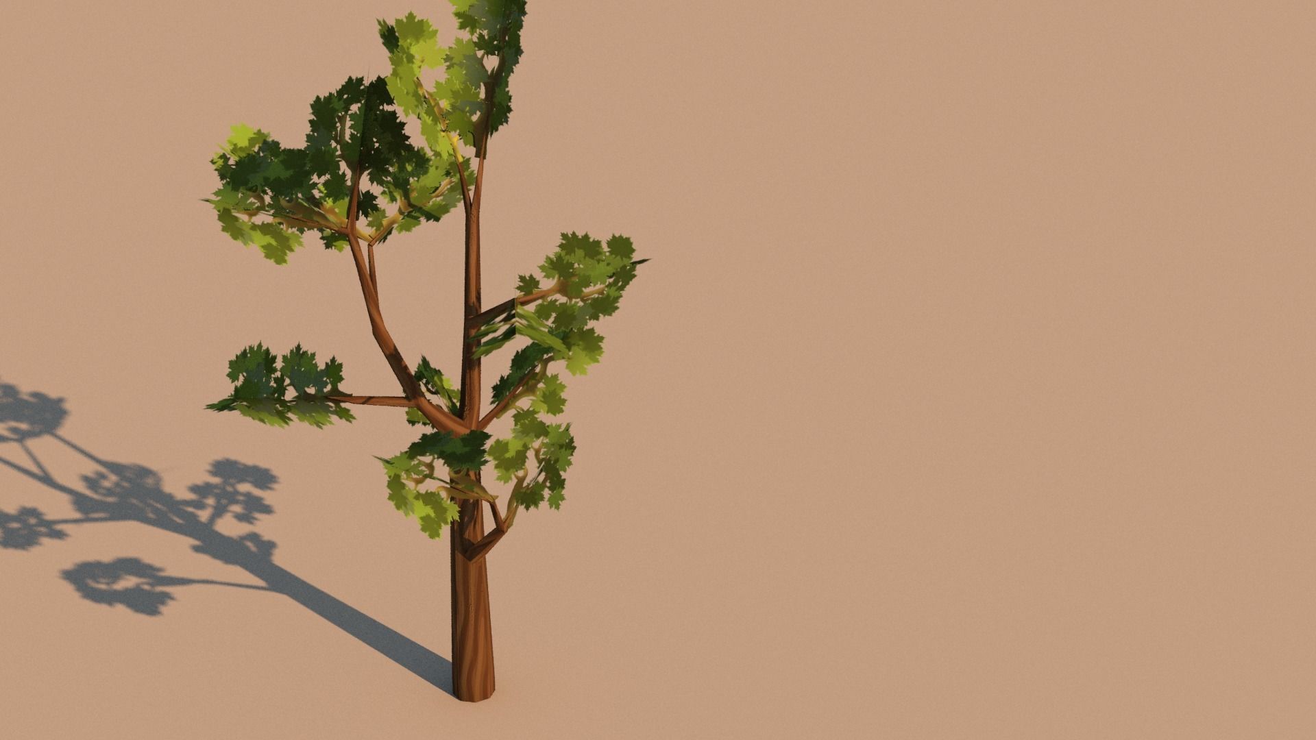 Painted Tree Low-poly 3D model_1