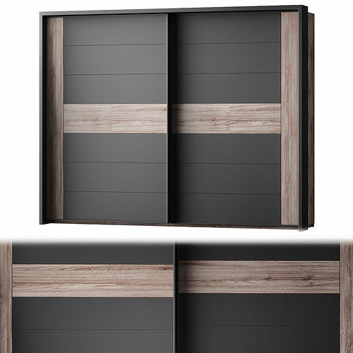 Bellevue Wardrobe low poly 3d model Low-poly 3D model