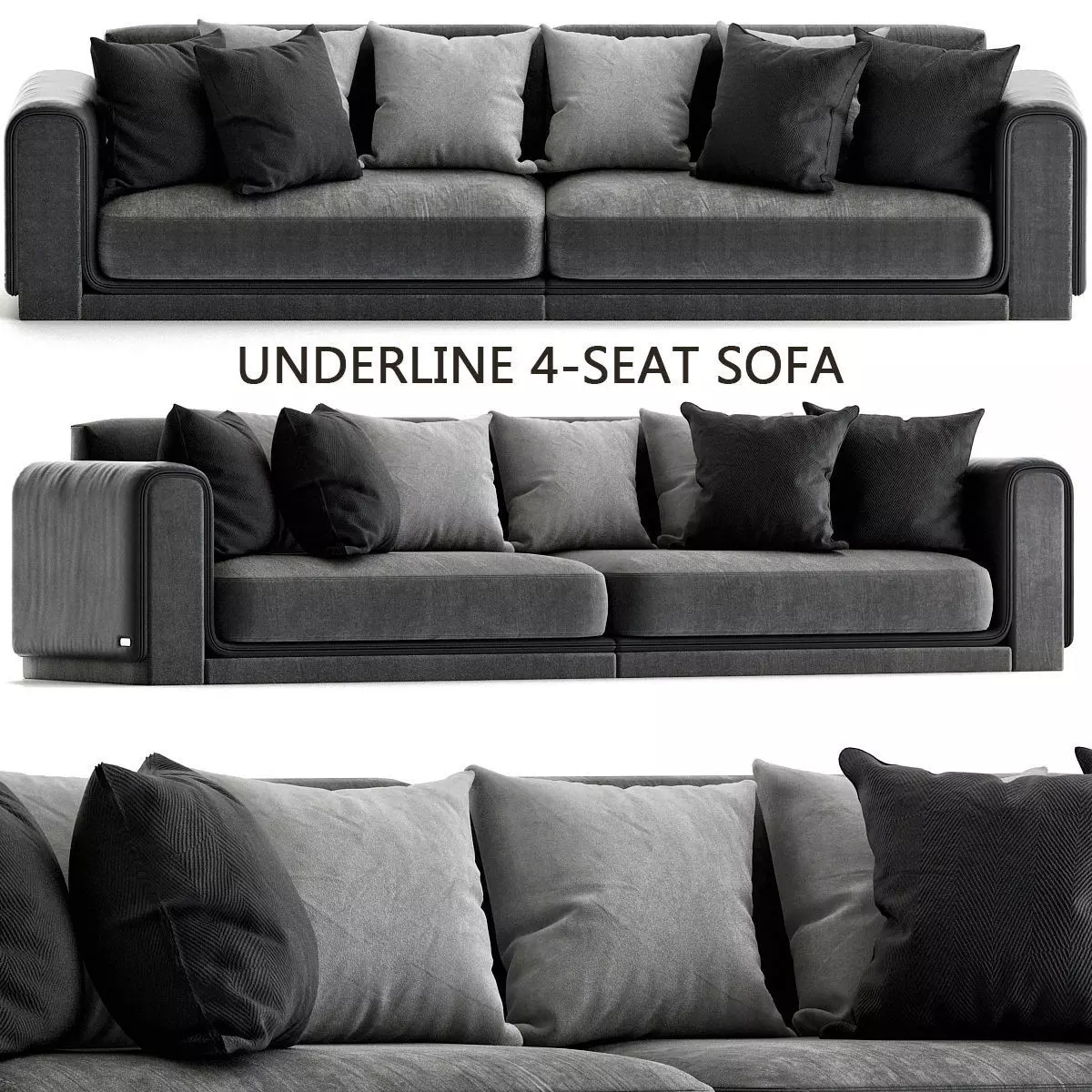 UNDERLINE 4-SEAT SOFA low poly 3d model Low-poly 3D model_0