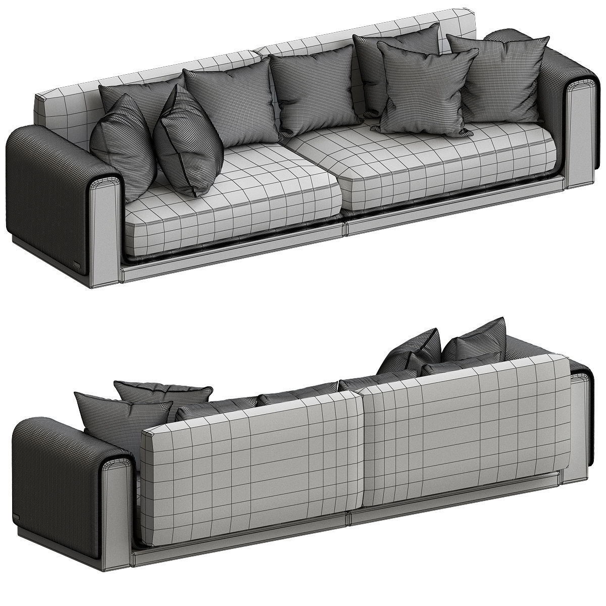 UNDERLINE 4-SEAT SOFA low poly 3d model Low-poly 3D model_1