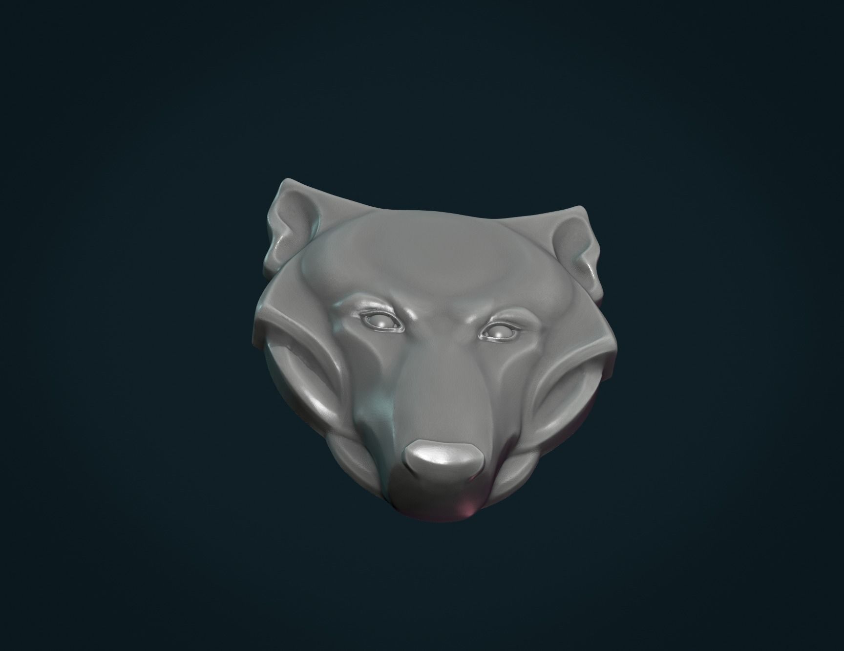 Wolf head relief 3D print model_7