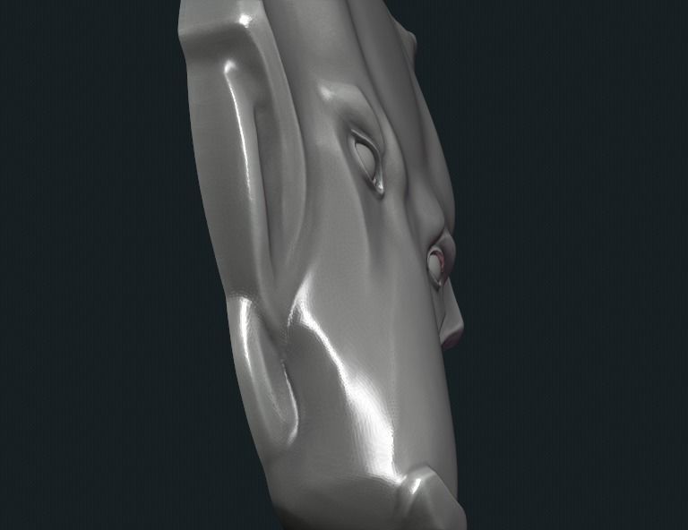 Wolf head relief 3D print model_12