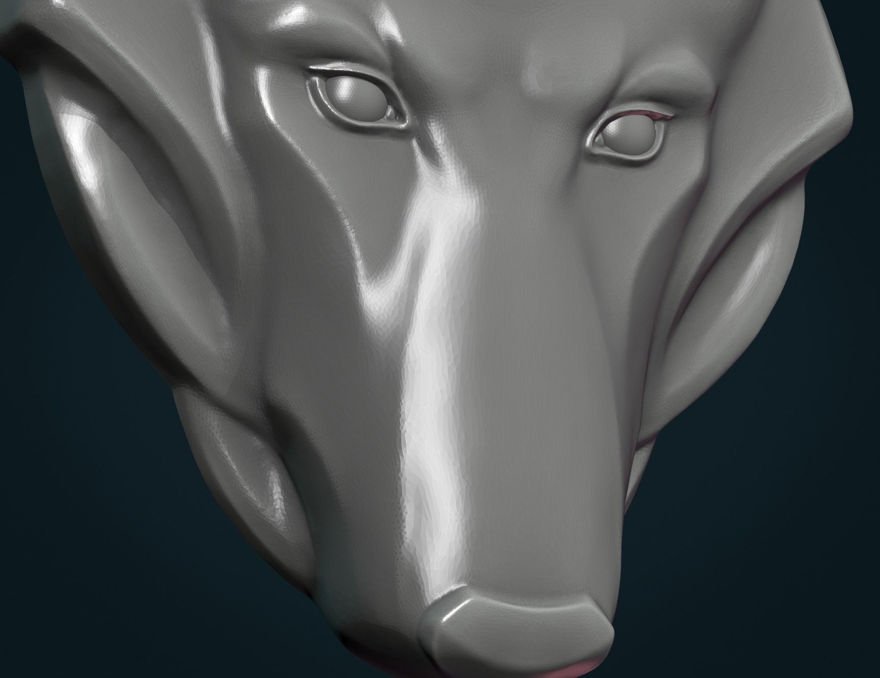 Wolf head relief 3D print model_11