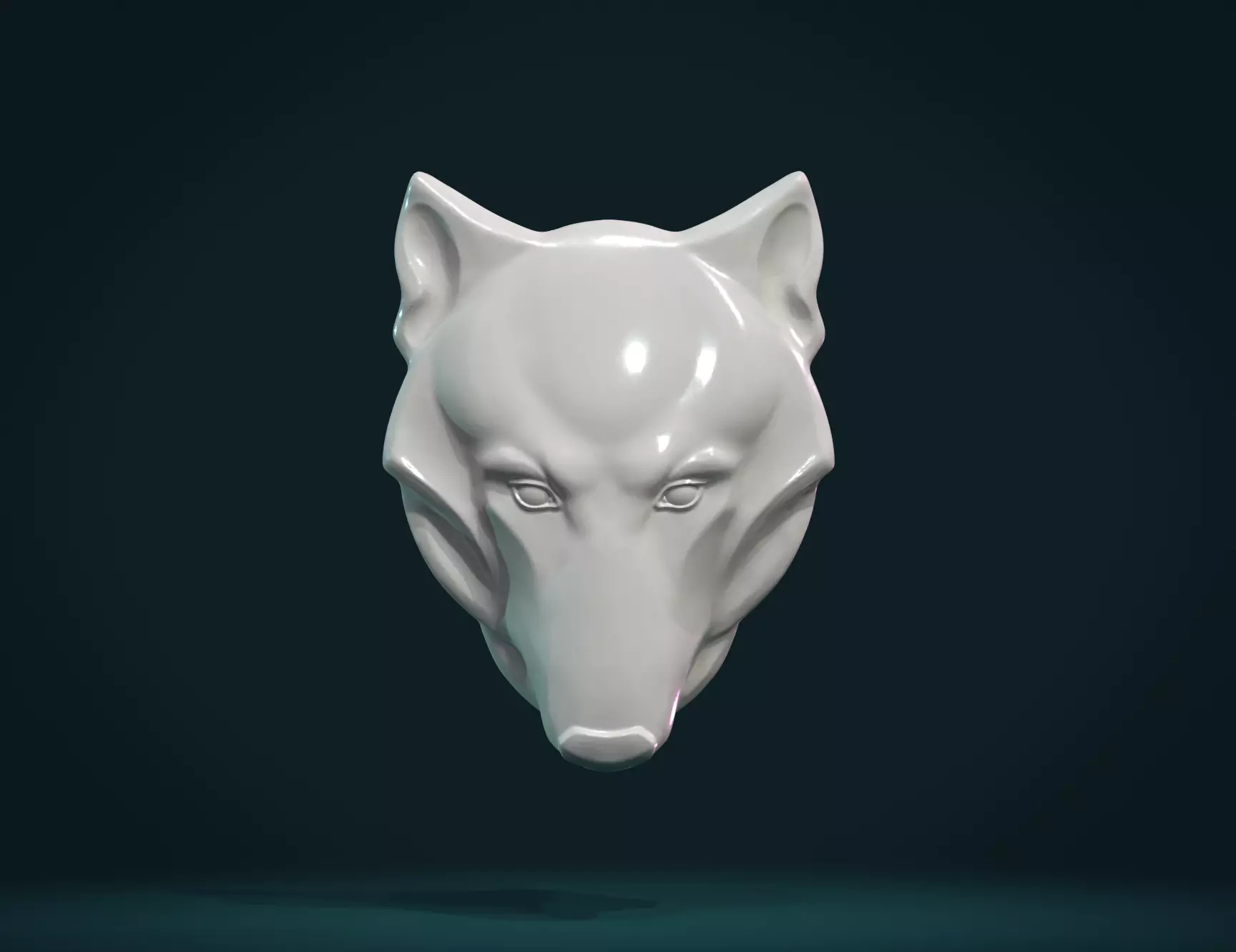 Wolf head relief 3D print model_0