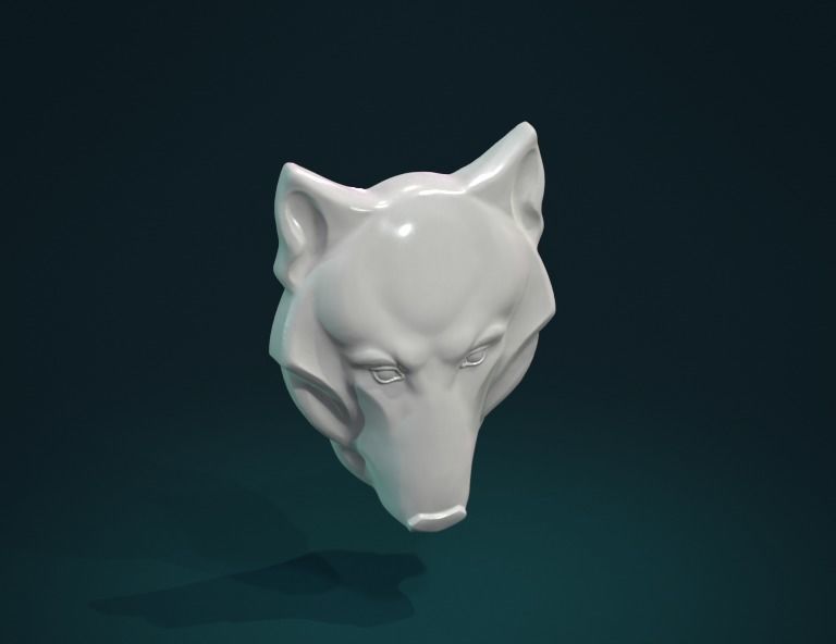 Wolf head relief 3D print model_3