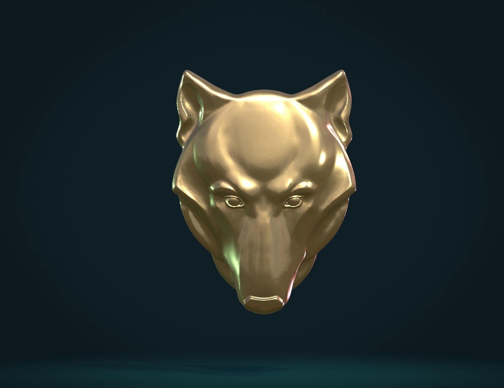 Wolf head relief 3D print model_2