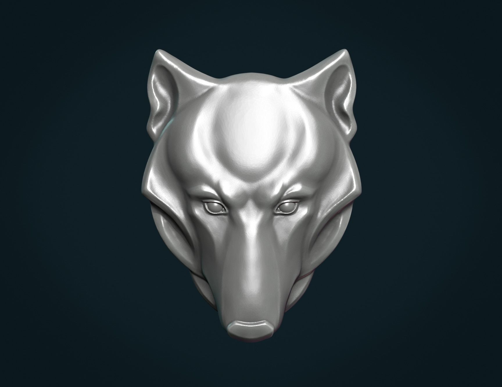 Wolf head relief 3D print model_5