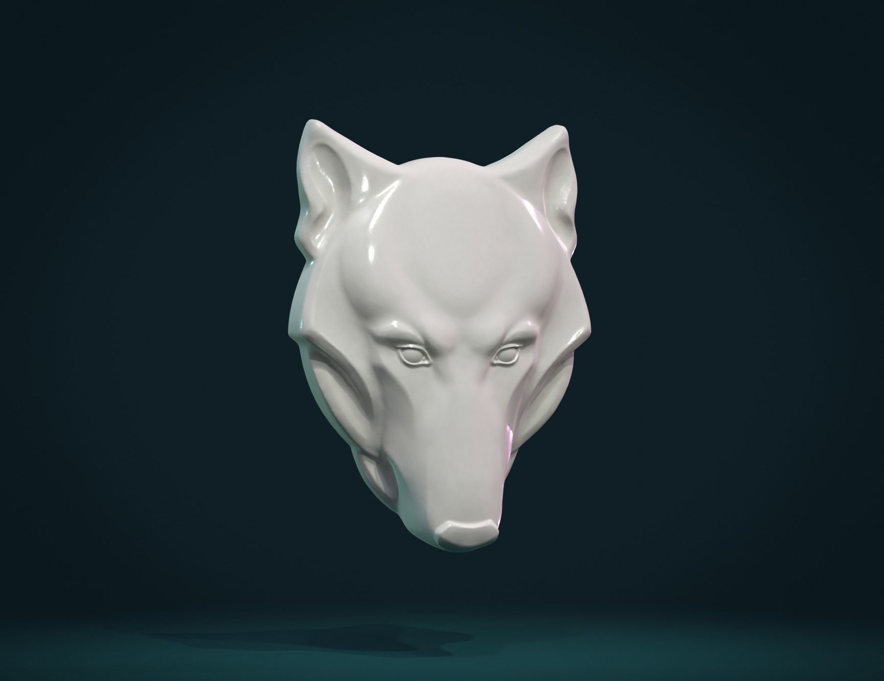 Wolf head relief 3D print model_4