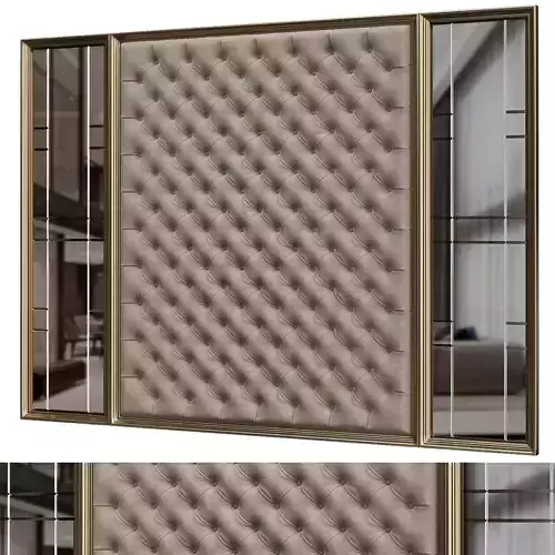 Headboard low poly 3d model wall with pattern of squares and triangles