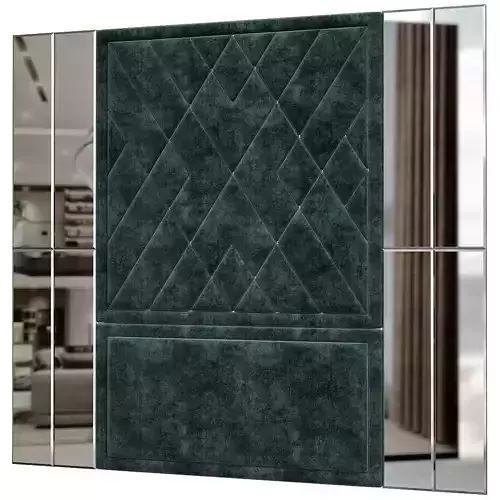 Headboard low poly 3d model velvet with mirrors