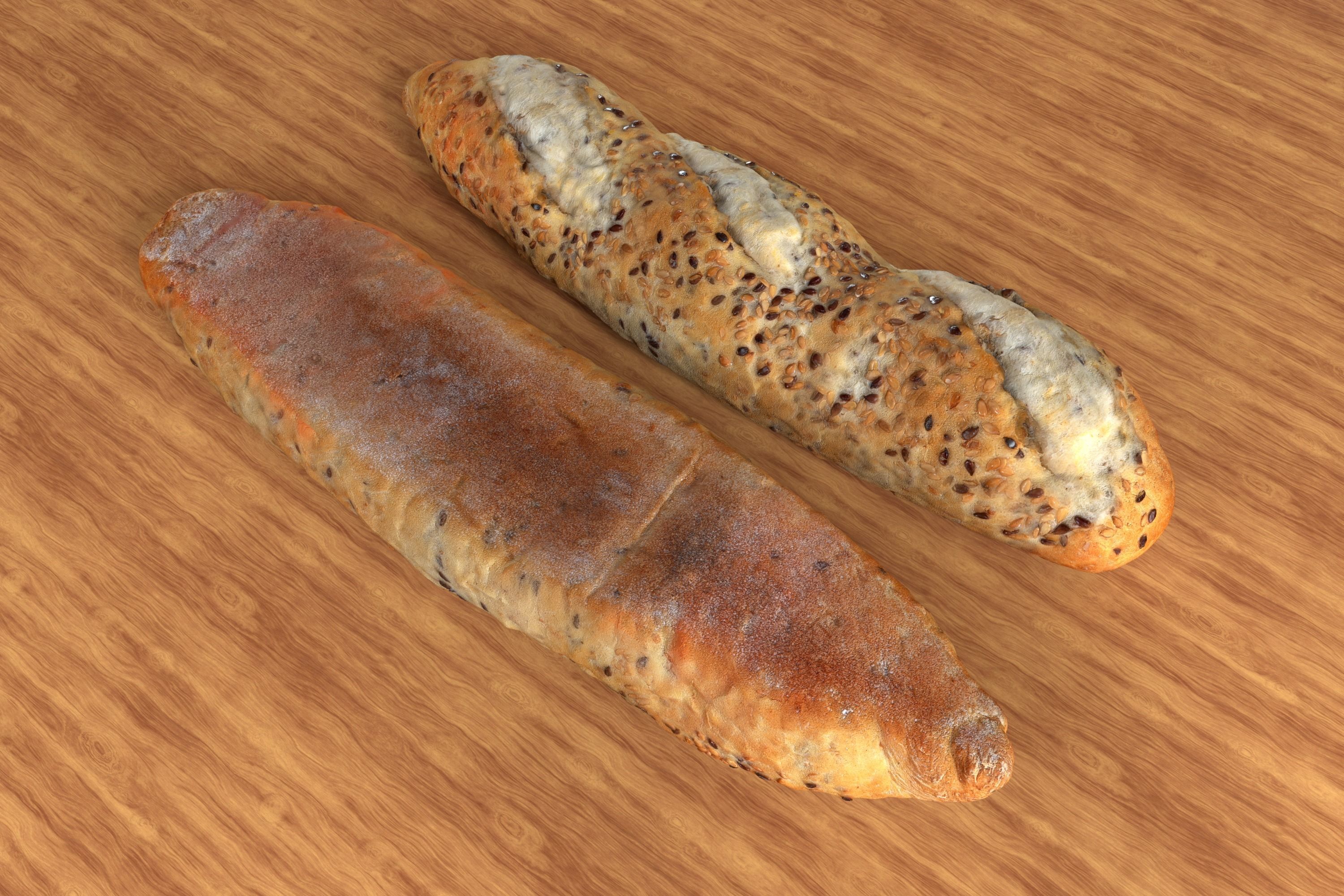 Bread 3D model  Photoscan  Baugette Low-poly 3D model_2