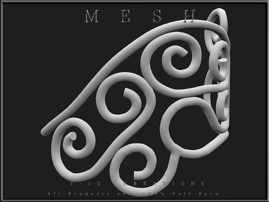 Wire Ornament - Curved - Right and Left Low-poly 3D model_7