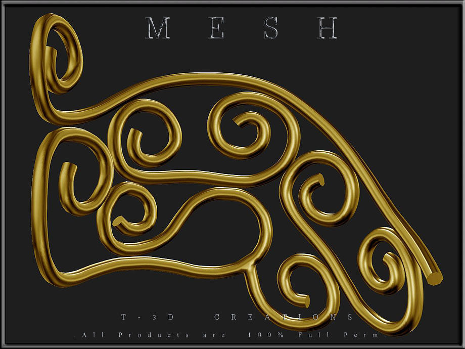 Wire Ornament - Curved - Right and Left Low-poly 3D model_15