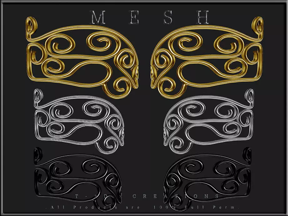 Wire Ornament - Curved - Right and Left Low-poly 3D model_0