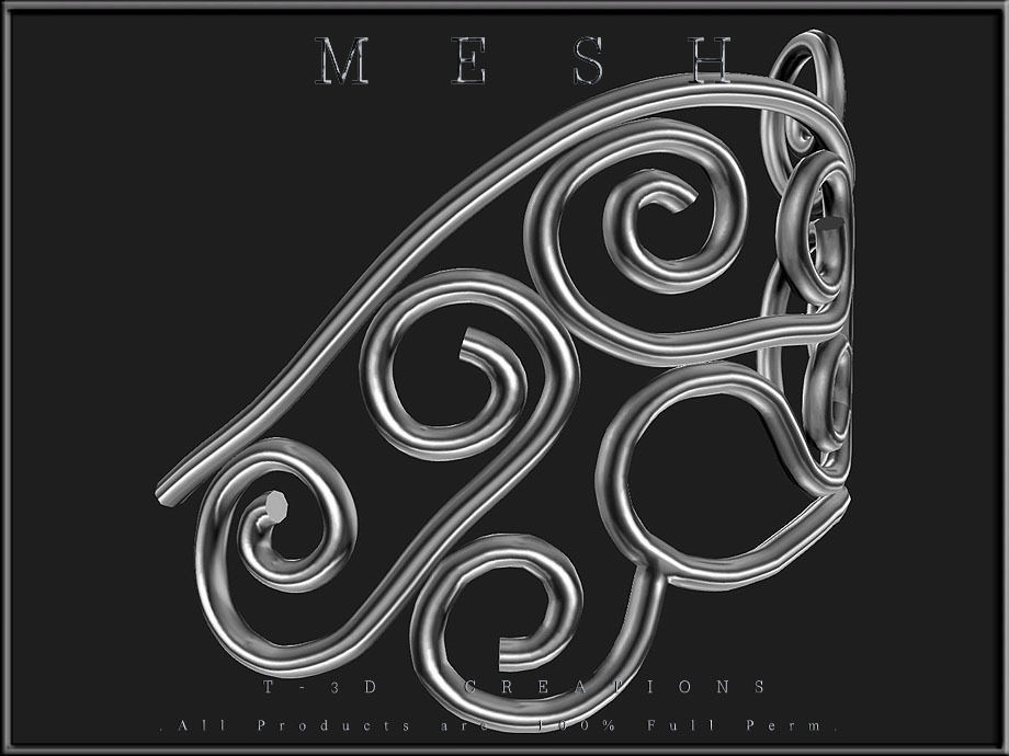 Wire Ornament - Curved - Right and Left Low-poly 3D model_5