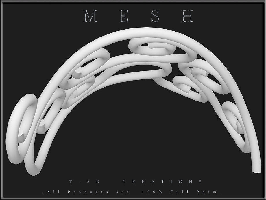 Wire Ornament - Curved - Right and Left Low-poly 3D model_9