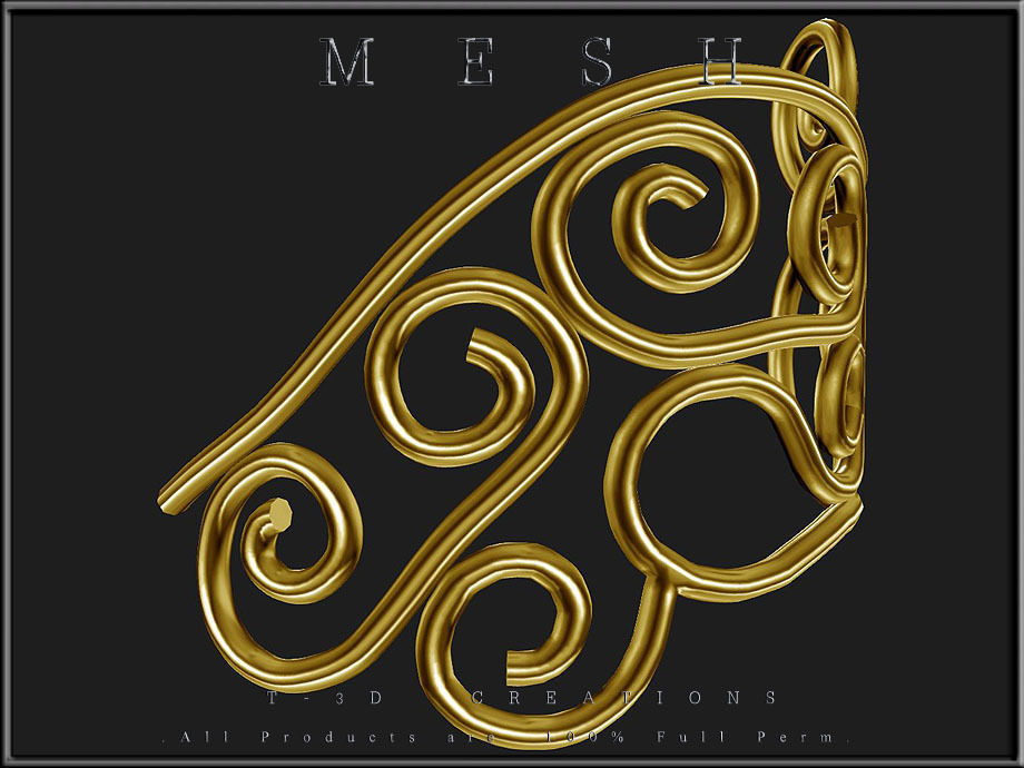 Wire Ornament - Curved - Right and Left Low-poly 3D model_4