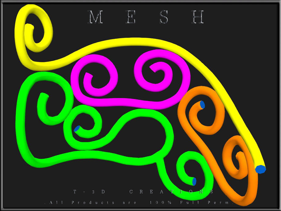 Wire Ornament - Curved - Right and Left Low-poly 3D model_14