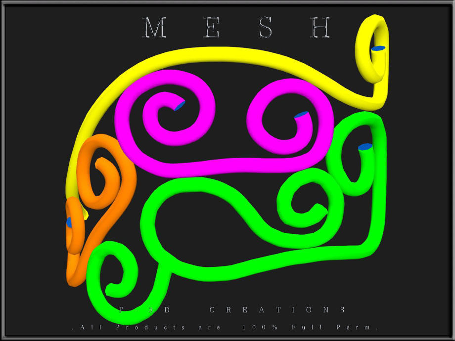 Wire Ornament - Curved - Right and Left Low-poly 3D model_13