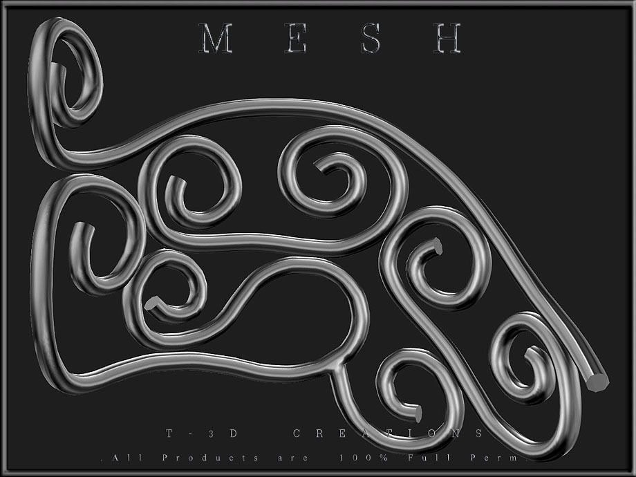 Wire Ornament - Curved - Right and Left Low-poly 3D model_1