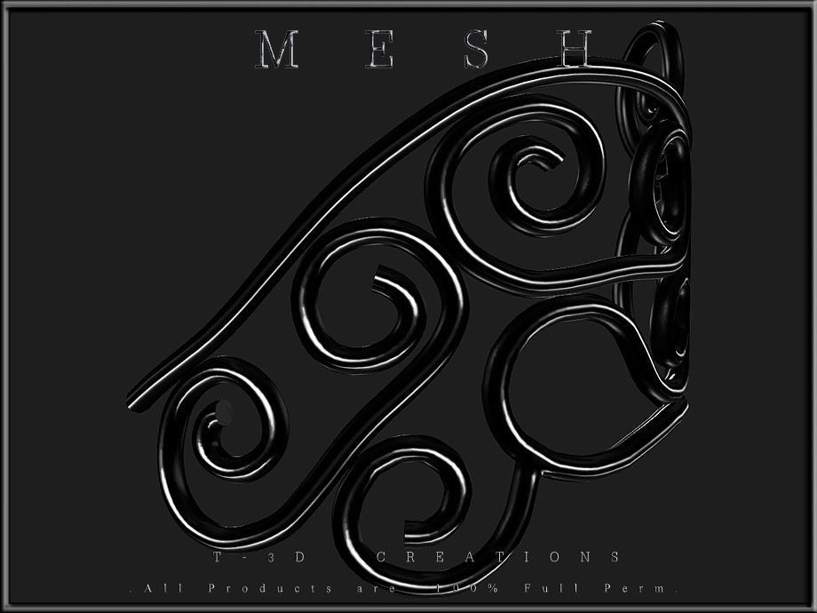 Wire Ornament - Curved - Right and Left Low-poly 3D model_6