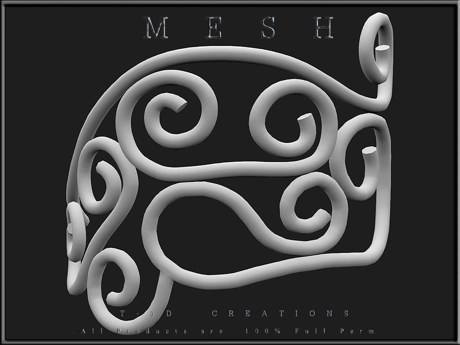 Wire Ornament - Curved - Right and Left Low-poly 3D model_12