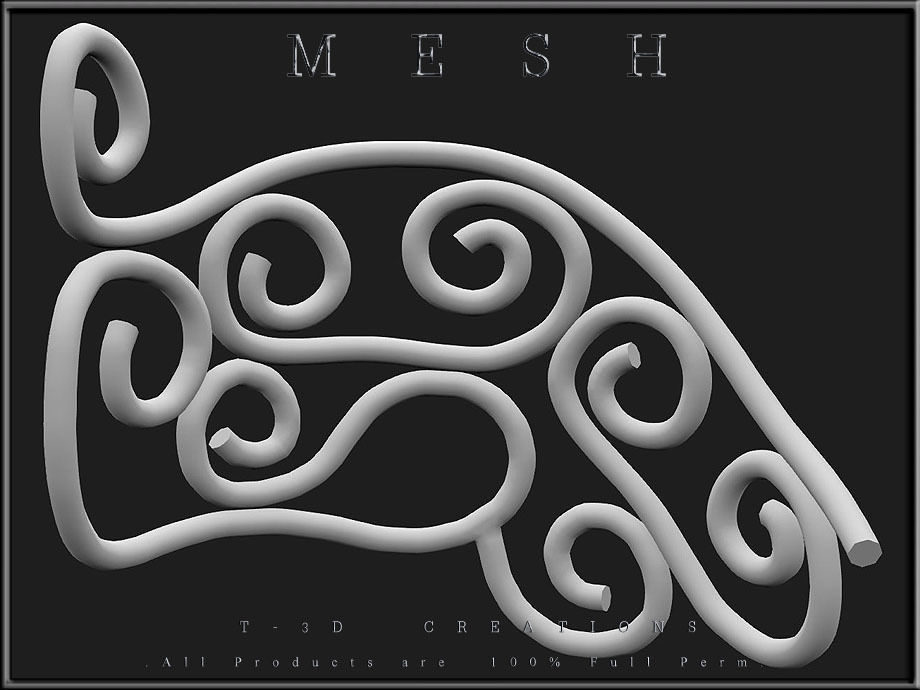 Wire Ornament - Curved - Right and Left Low-poly 3D model_3