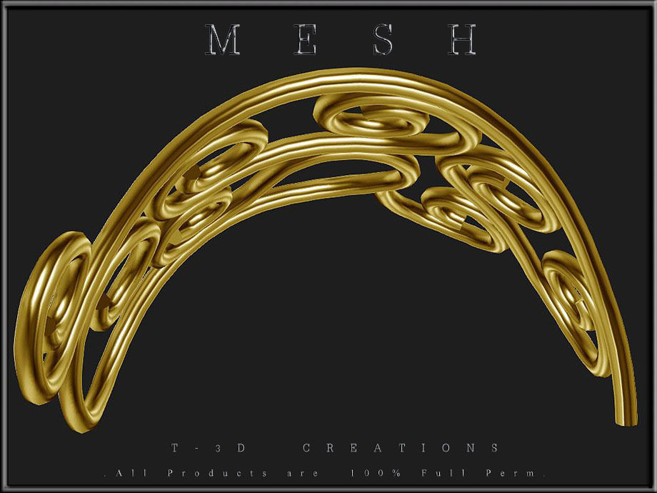 Wire Ornament - Curved - Right and Left Low-poly 3D model_8